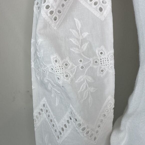 NWOT The Loft White crochet long sleeve pullover top - Picture 5 of 9